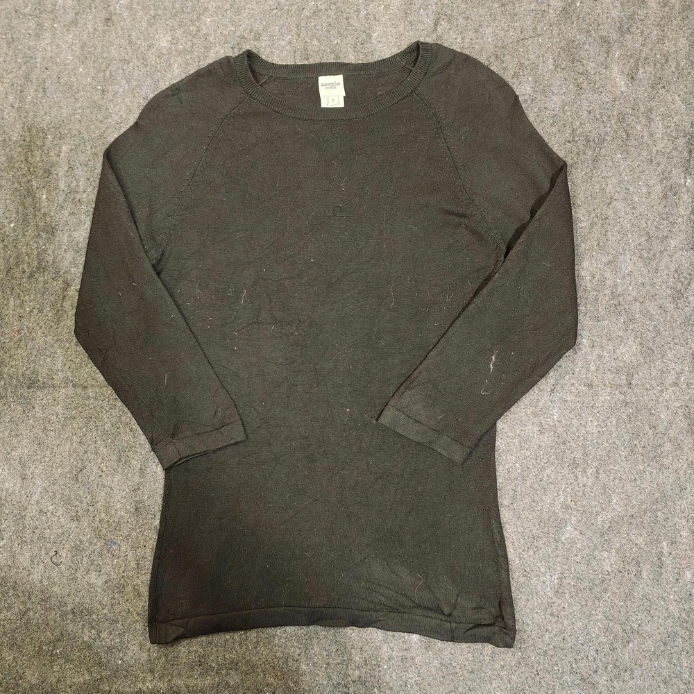 Sample New York Olive Green Silk Blend Long Sleeve Raglan Top Size S 2